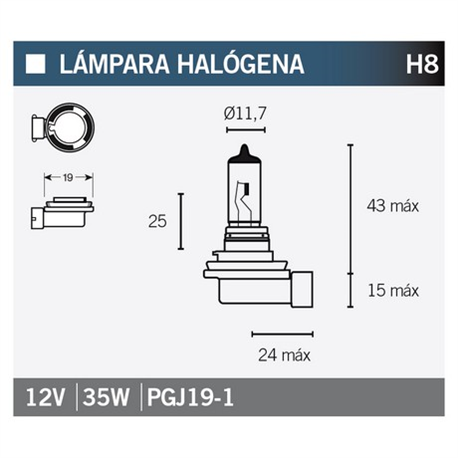 LAMPARA HALOGENA H8
