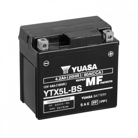 BATERIA MOTO YUASA YTX5L-BS COMBIPACK (CON ELECTROLITO)