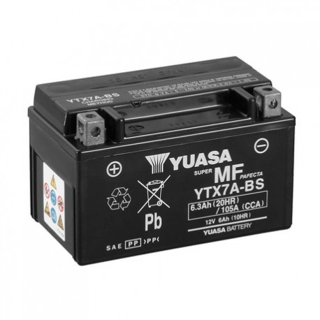 BATERIA MOTO YUASA YTX7A-BS COMBIPACK (CON ELECTROLITO)